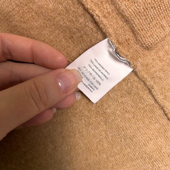 J Crew 100% Merino Wool Sweater Blazer Womens XS Camel Winter Layer Minimalist - Picture 5 of 8